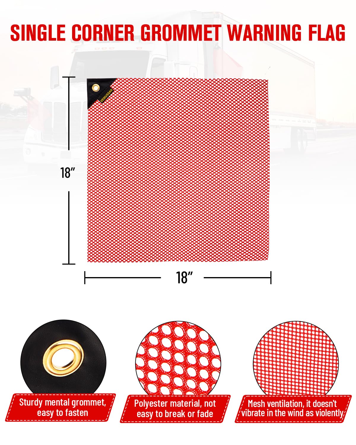 Safety Flags 18 x 18 Inch, 12 Pack Red Single Corner Grommet Warning Flag
