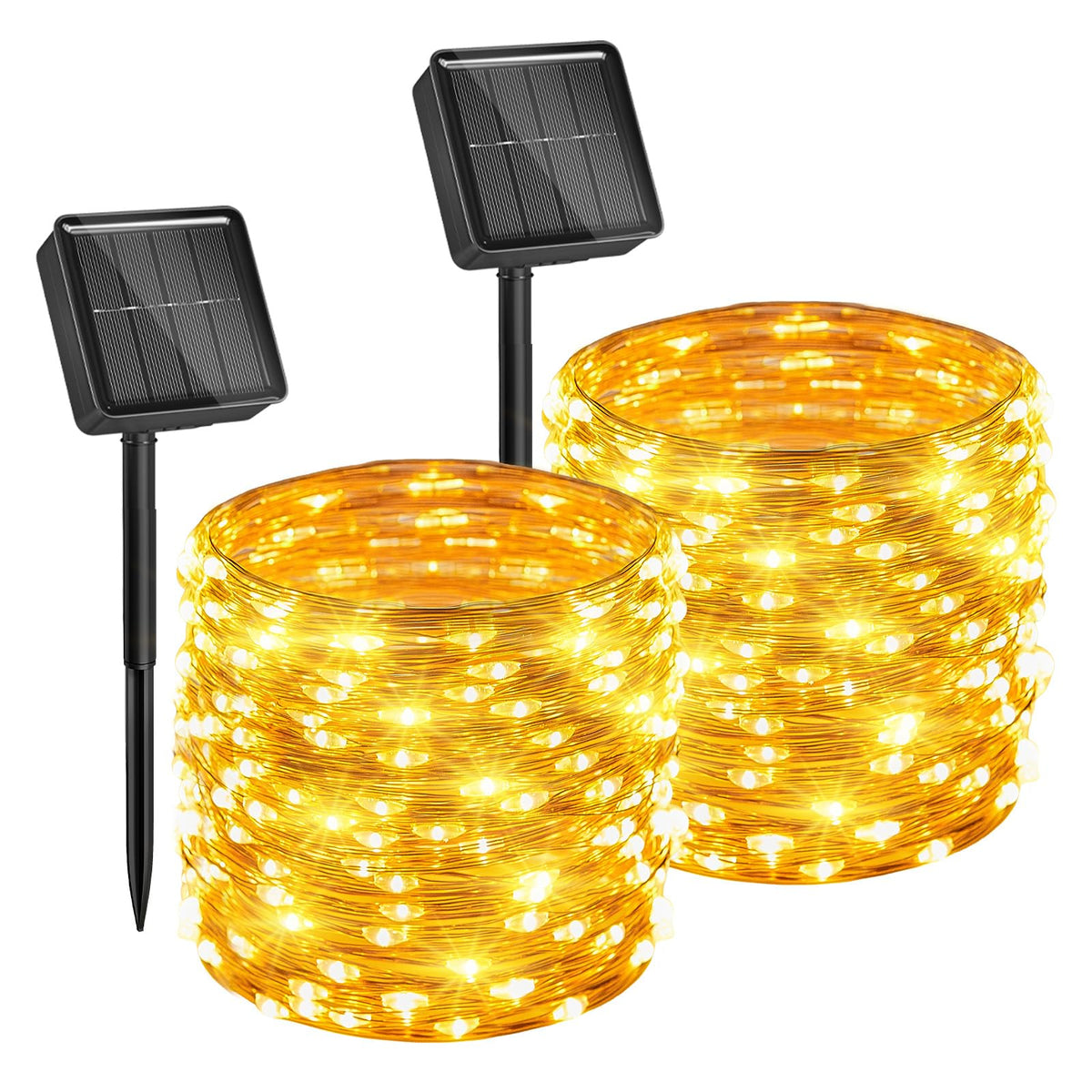 Kereta api Solar, 2 Paket Total 66Ft 200 LED fairy Lights dengan 8 Mode