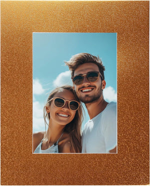 Picture Mats, 8 x 10 Mat Board Center for 5 x 7 Pictures Acid Free White Core Bevel Cut Frame Mattes with Backing for Display Art Measuring, Gold