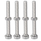 M8 x 70mm Hex Head Screws Bolts, Nuts, Flat & Lock Washers Kits, 304 Stainless Steel Fully Thread Hexagon Bolts 4 Sets