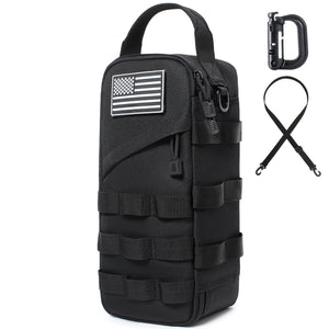 12-Zoll starke kleine Werkzeugtasche mit D-Klemme, Flaggen-Patch und Schultergurt