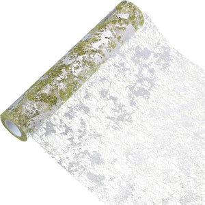 30 Fuß Tischtuch, 11" x 360" Perlen Goldfolie Feinmaschiges Metalle Tischtuch Rolle Tischdekoration für Event Geburtstagsparty Hochzeiten Weihnachten Neujahr, Armee Grün Silber