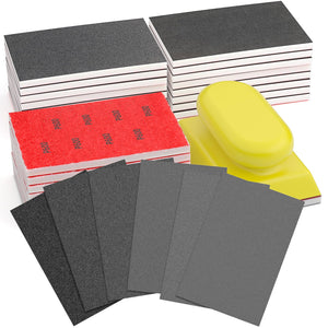 LinkMejor Schleifschwamm-Set, wiederverwendbare 3x4 Zoll Nass-Trocken Schaum Schleifblöcke für Holz, Möbel, Metall & Gipskarton (120-600 Körnung-Set)