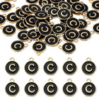 LinkMejor 52pcs Letter Charm, Enamel Letter Pendants, Alphabet C Pendants Double Sided Beads Charm for DIY Bracelet Necklace Pendants Earring Jewelry, Black