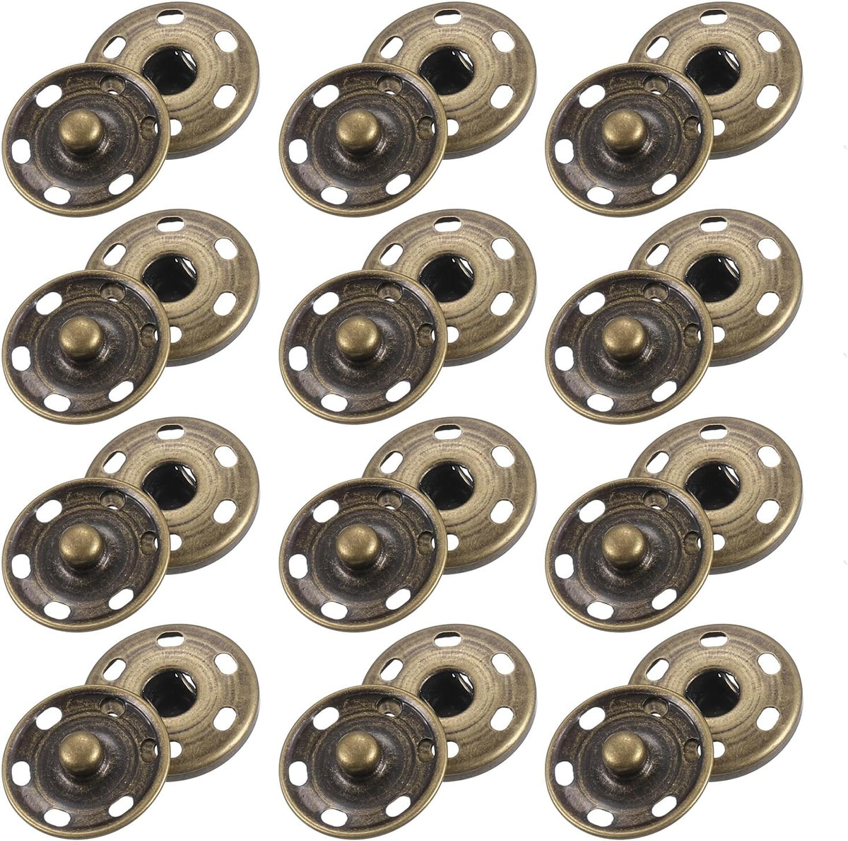 25 Sets Sewing Snap Buttons, 21mm Press Buttons Metal Snap Fasteners for Clothes DIY Crafts, Bronze
