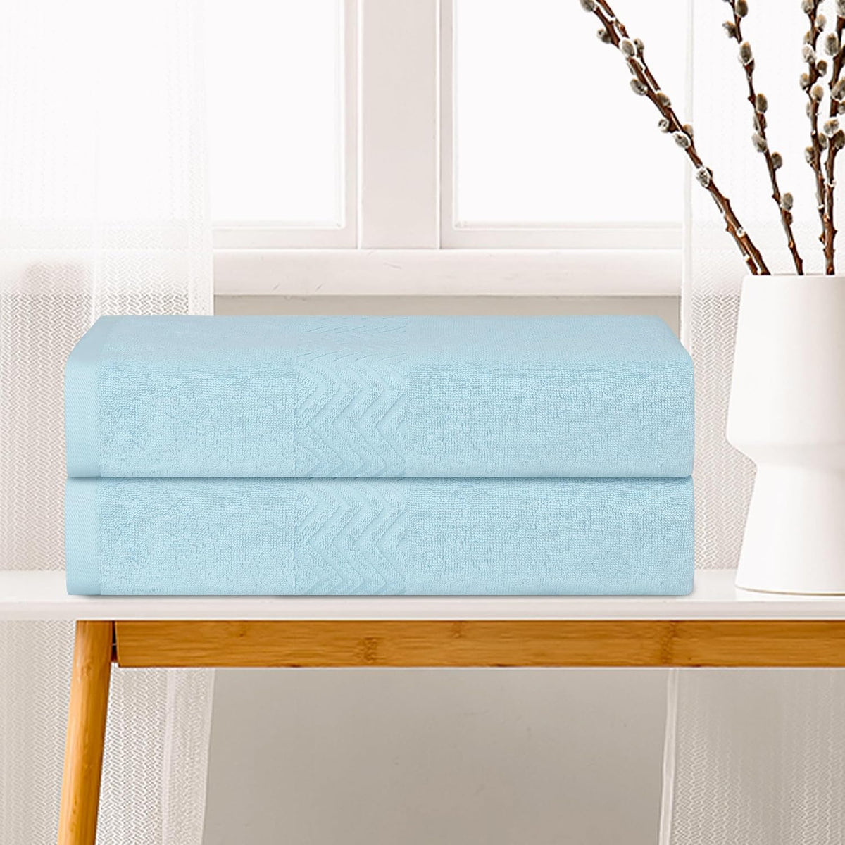 2 Pack Textuuri Comfort Badhanddoeken, Absorberend en Sneldrogend, Grote Pluche Handdoeken voor Badkamer 28" x 56" Roze