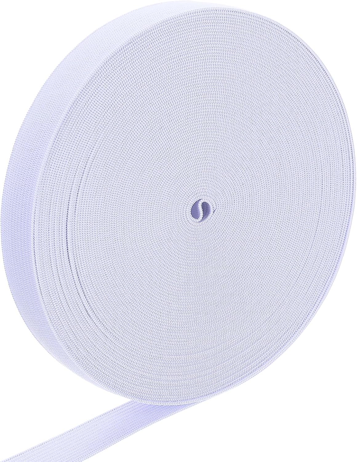 LinkMejor Elastic Band, 0.7" x 15 Yard Stretch Knit Elastic Bands Fabric Elastic Band for Sewing, Wigs, Waistband, Pants, Craft DIY (Purple White)