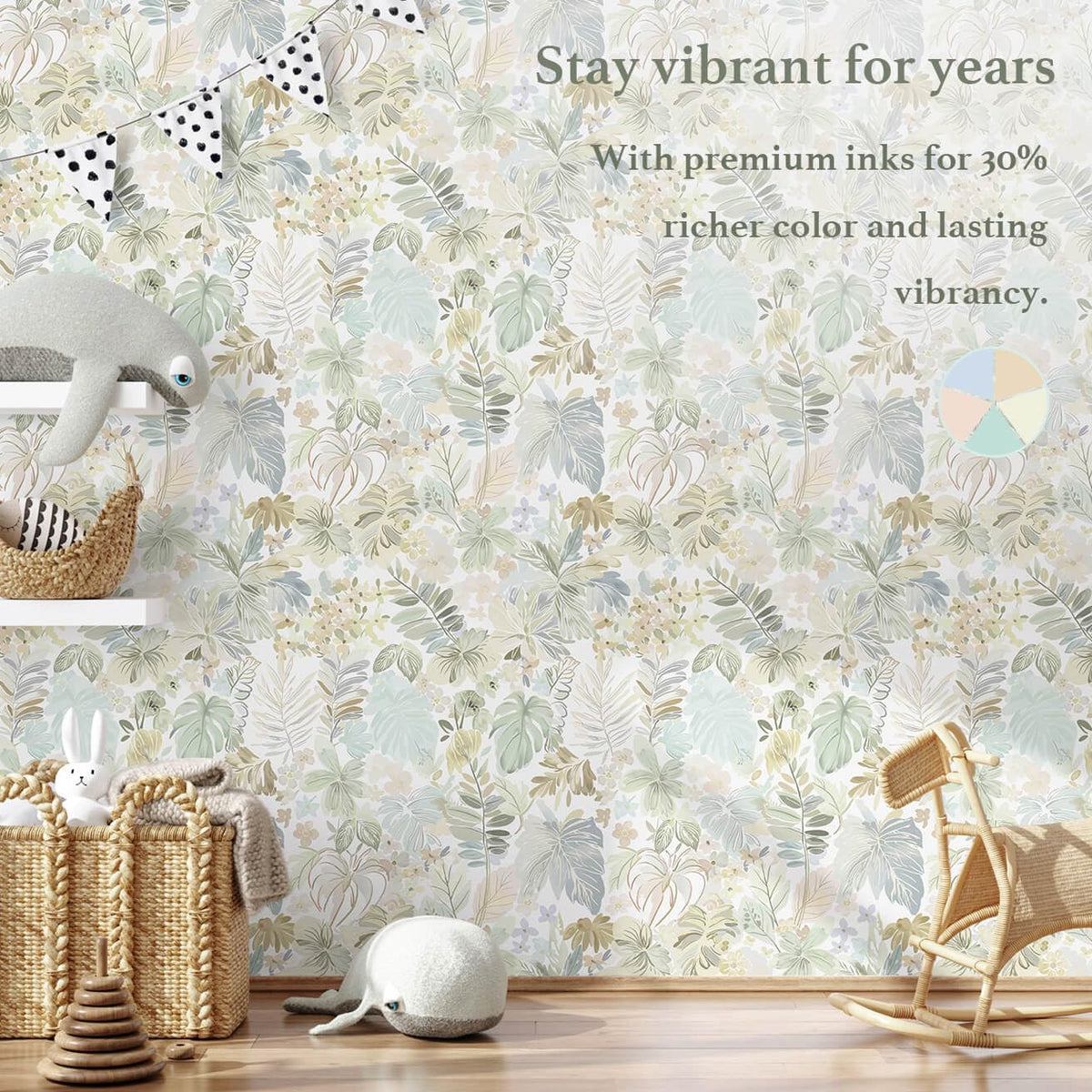 LinkMejor Boho Peel and Stick Wallpaper Tropical Wall Paper Botanico Floreale Contact Paper 17.3''X196'' Removibile Self Adhesive Wallpaper for Bathroom Kitchen Cabinet Waterproof Thicken Decor Vinyl Roll