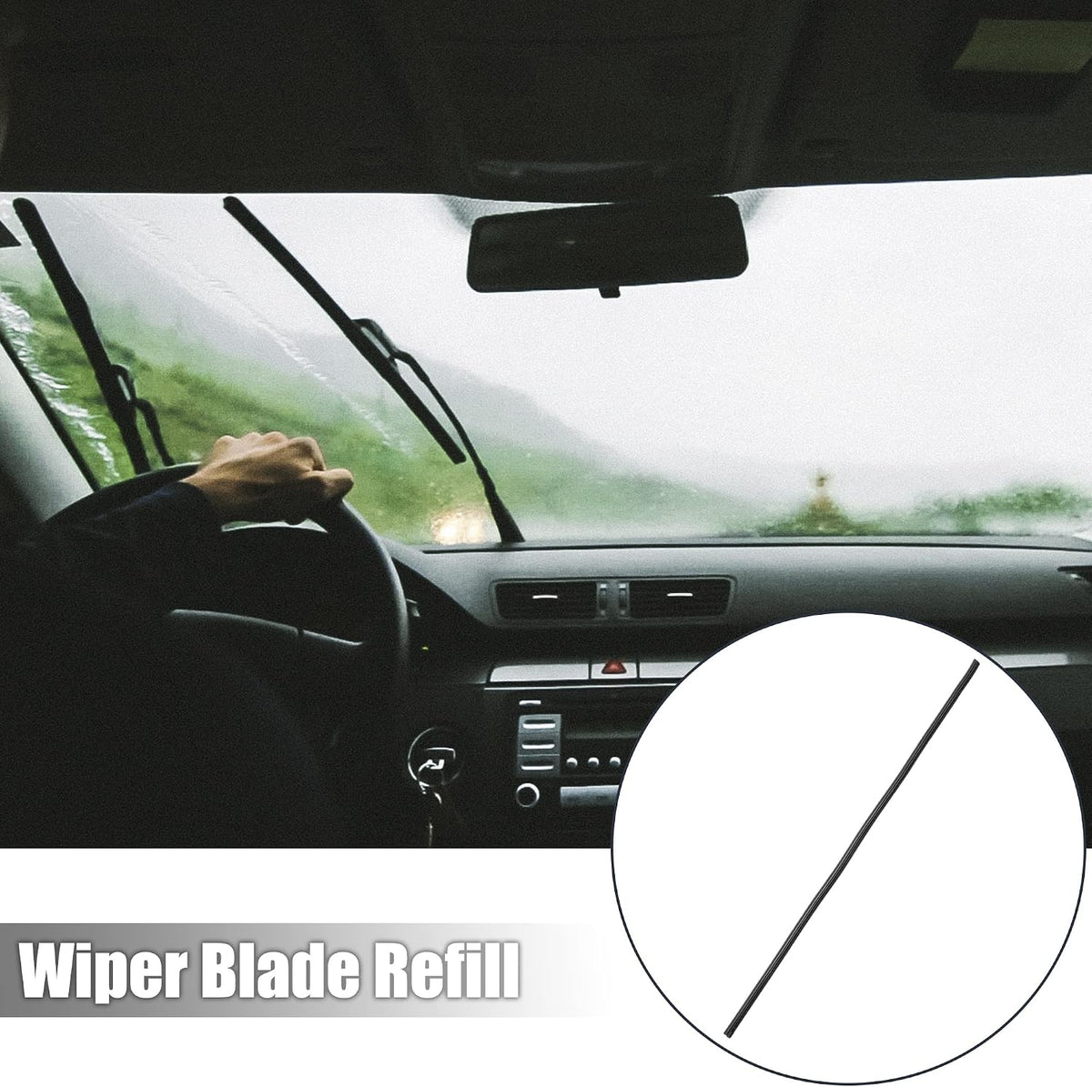 LinkMejor 9.5mm Width 26 Inch Car Windscreen Windshield Bracketless Wiper Blade Rubber Refill Strip Universal Replacement Black