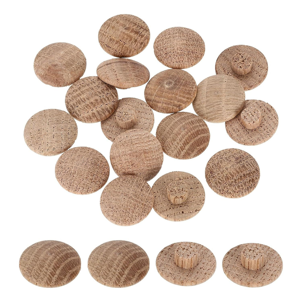 40Pcs Wood Button Plugs, 7mm / 0.28" Hardwood Screw Hole Plug Mushroom Wooden Caps Buttons Oak Wood Plug for Furniture Woodworking Craft Decor (20mm x 7mm)