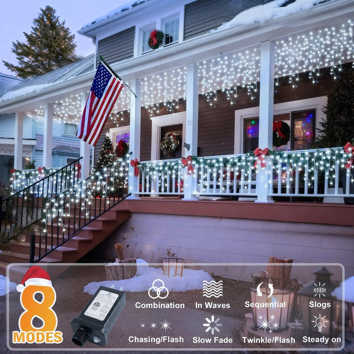 LinkMejor Luminisuri de Crăciun Decor Exterior 33FT 400 LED Lumină Interioară Conectabilă