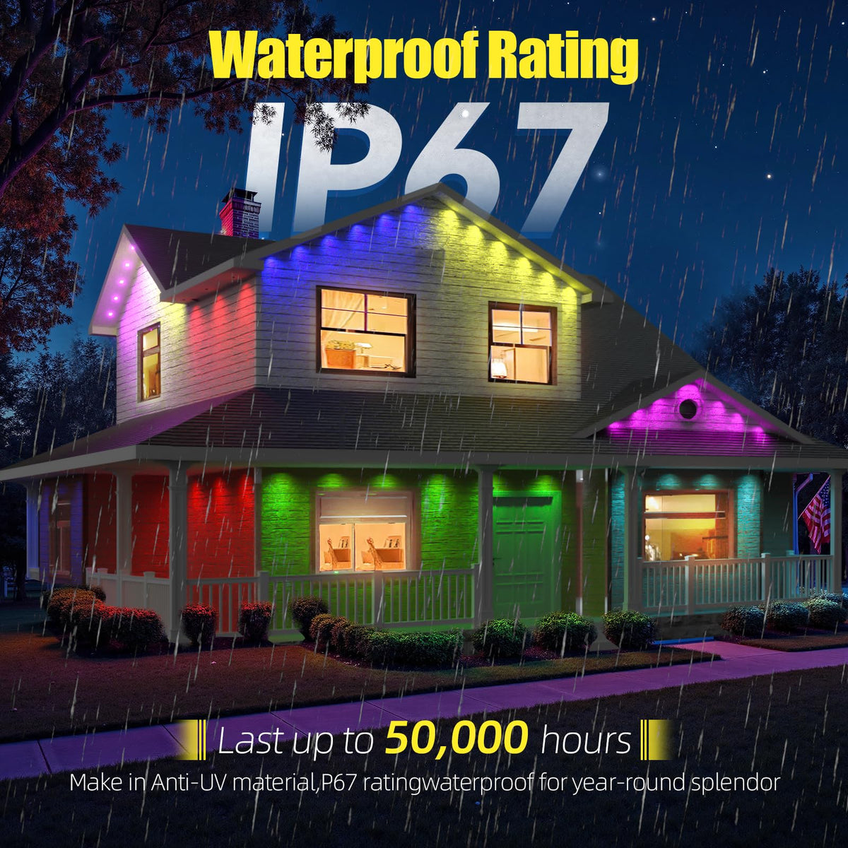Luzes Exteriores Permanentes, 200ft RGB+IC LED Inteligente para Beirais de Casa