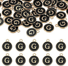LinkMejor 52pcs Letter Charm, Enamel Letter Pendants, Alphabet g Pendants Double Sided Beads Charm for DIY Bracelet Necklace Pendants Earring Jewelry, Black