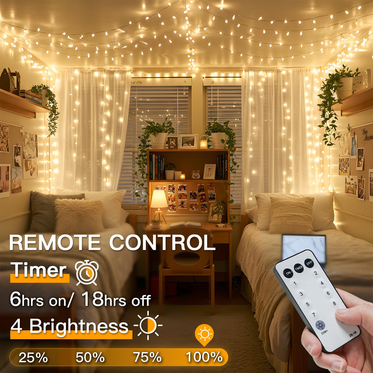 LinkMejor Trådløse String Lights Innendørs Tilkoblingsbart 100 LED Julelys Warme Hvit