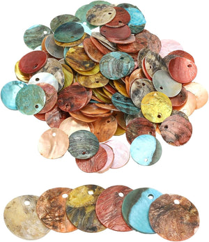 120Pcs Mini Capiz Shells 1.5cm/0.6" Round Natural Shells with 1 Hole for Seashell Wind Chimes Curtain Shell Garland DIY Craft Wedding Home Decoration, Yellow Color