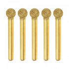 5Pcs Diamond Mounted Point 10mm Brazed Grinder Spherical Head 6mm Shank Grinding Rotary Bit Marble Stone Carving Tool