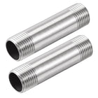 Stainless Steel Pipe Fitting G1/2 Male to G1/2 Male Thread 80mm Length Cast Pipe Coupler 2Pcs