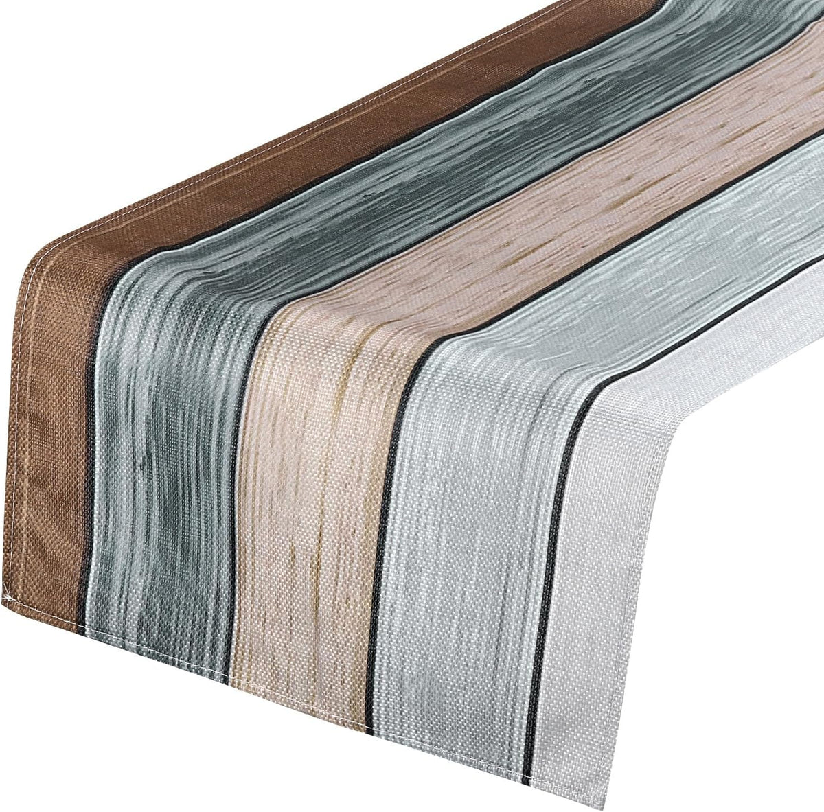 Table Runner 72" x 13", Retro Cotton Linen Table Runner, Light Brown & Grey