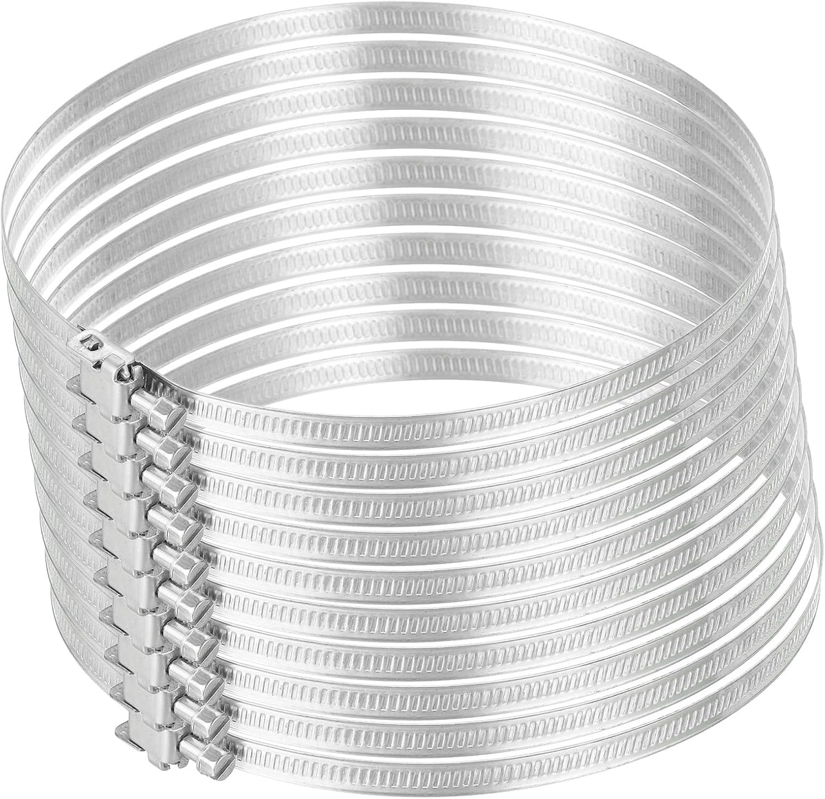 6.75 Inch 304 Stainless Steel Duct Clamps, 10 Pcs Adjustable Hose Clamps with Worm Gear Pipe Clamp Air Duct Clamp for Flexible Ducting Heating Cooling Exhaust Ventilation