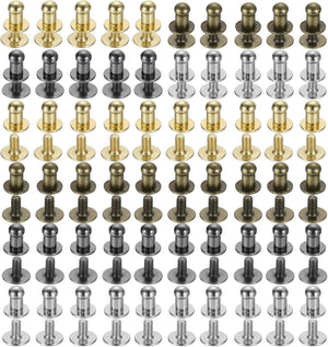 4mm Ball Head Stud Rivets Screw Back, 100Pack Round Head Button Nipple Rivet for DIY Leather Craft Handbag Belt, 4 Colors