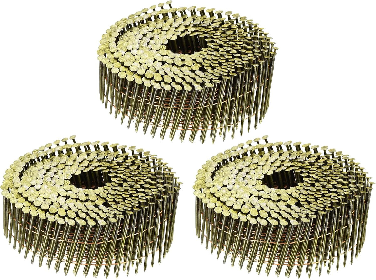 1200 Count Siding Nails 2" x 0.083" 15-Degree Ring Shank Full Round Head Collated Wire Coil for Lath and Sheathing Materials