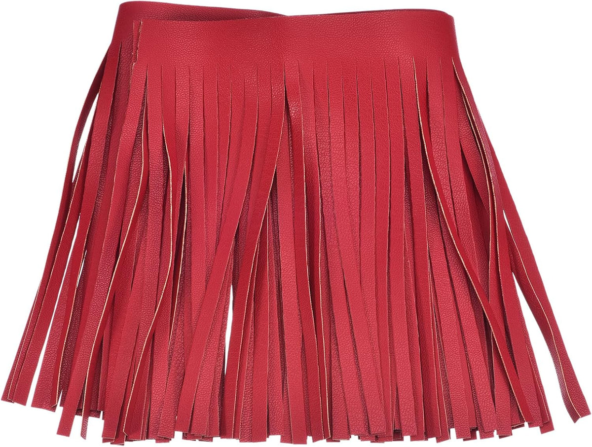 1 Yard 6 Inch PU Faux Leather Fringe Trim Double Side Leather Sewing Tassel Fringe for DIY Sewing Dress Crafts Skirt Decoration, Red