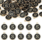LinkMejor 52pcs Letter Charm, Enamel Letter Pendants, Alphabet S Pendants Double Sided Beads Charm for DIY Bracelet Necklace Pendants Earring Jewelry, Black