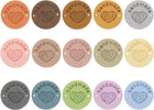 45Pcs Handmade Leather Label, PU Leather Sewing Embossed Tag Embellishment Knit Crochet Tags for Clothing Purses Scarves DIY, 25x25mm, 15Colors