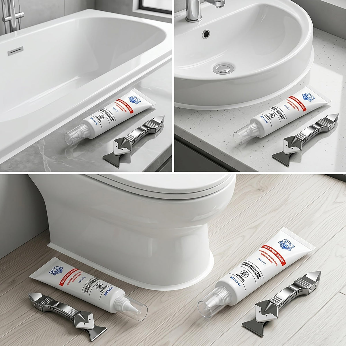 LinkMejor weiße Badezimmer-Klebstoff mit Zubehörset (5,3 oz)