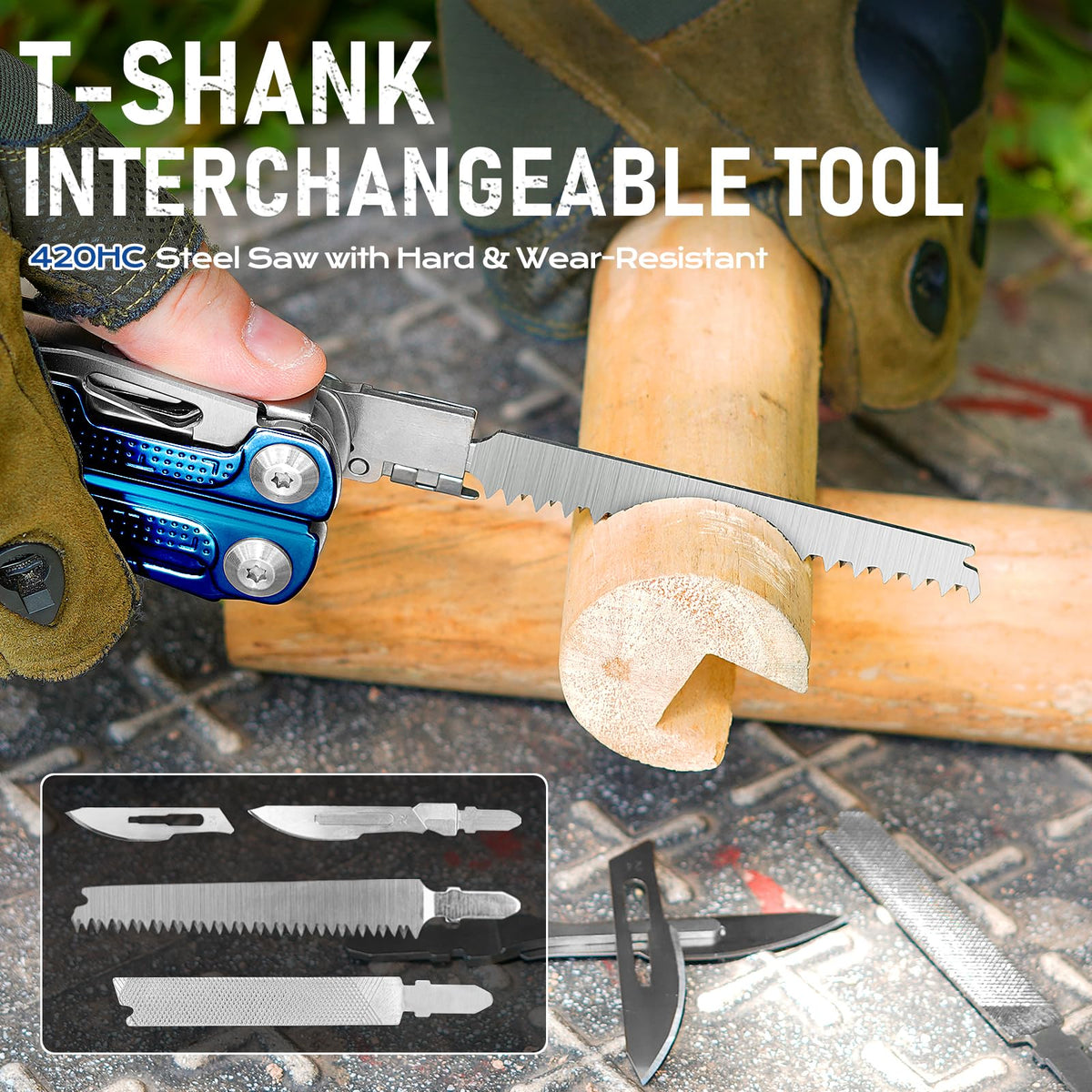 LinkMejor Multitool Crimpere cu Maner din Titan Albastru și 440A Knfie, BI2049BL