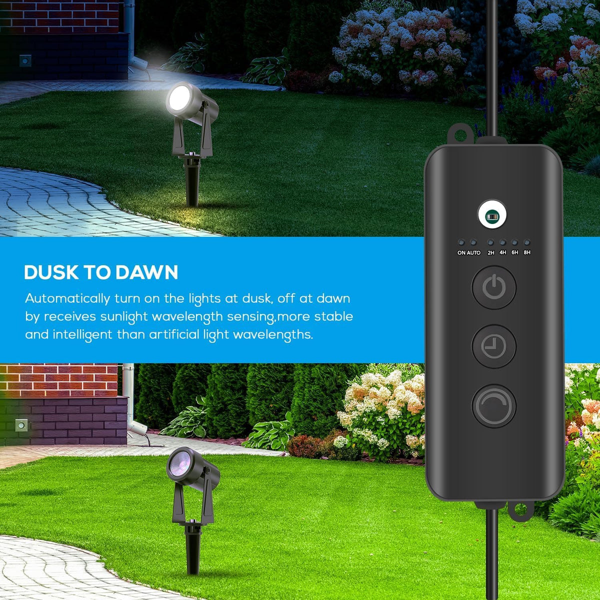 LinkMejor Buitenlandschapsverlichting met Dageraad tot Dwaal Sensor Controller, 4 Pack