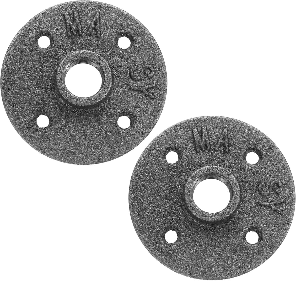 2 Pack Industrial Pipe Floor Flange, Iron Pipe Fittings, 1/2 Inch Threaded Flange for DIY Project/Furniture/Shelving Decoration Black