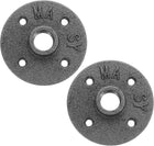 2 Pack Industrial Pipe Floor Flange, Iron Pipe Fittings, 1/2 Inch Threaded Flange for DIY Project/Furniture/Shelving Decoration Black