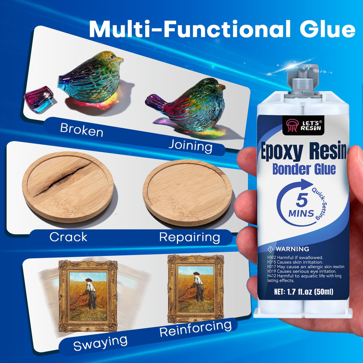 LinkMejor 5 Minutters Epoxy Lim, 3.4 oz Gennemsigtig 2 Komponent Epoxy
