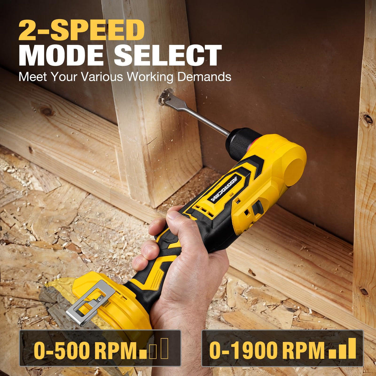 Brushless Right Angle Drill for DeWalt 20V Battery (Tool Only), 3/8" Cordless Angle Drill with Compact Design & Variable Speed, featuring an LED Light for Screws/Drilling