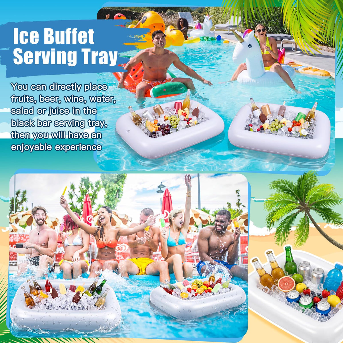 LinkMejor 2 Pcs Barang Inflatable Layar Segi Panjang Pelayan Buffet, Putih