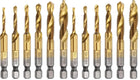 6pcs Combination Drill Tap Bit Set 1/8-40 BSW to 3/8-16 BSW High-Speed Steel 1/4" Hex Shank Titanium Coated Screw Threading Drilling Tapping Tool Kit (Pack of 2)