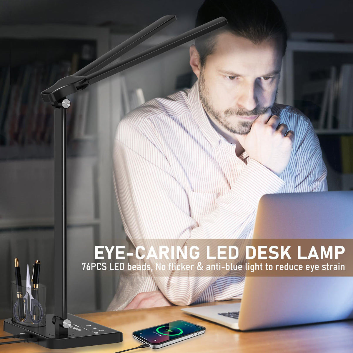ไฟโคมโต๊ะ LED ที่สามารถปรับความสว่างได้ พร้อมพอร์ตชาร์จ USB และ 50 รูปแบบการแสง