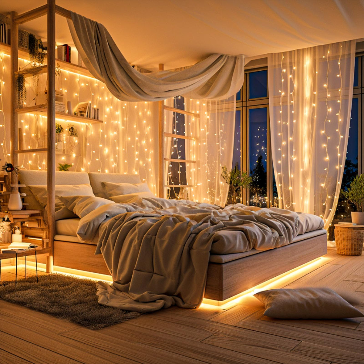 82FT 250 LED Wiszące Lampy Świąteczne, Warm White na Zewnątrz