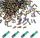 1500Pcs Glass Bugle Seed Beads, 6x2mm Mini Long Tube Seed Beads Tube Loose Glass Seed Spacer Bead for DIY Earring Bracelets Necklace Jewelry Making Embroidery, Iridescent Grey