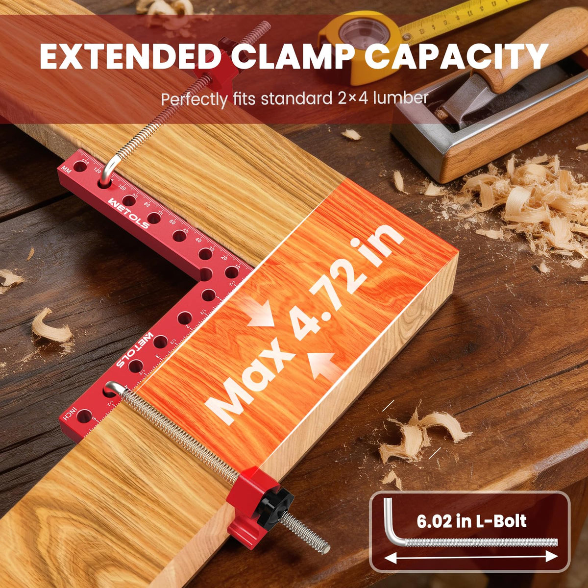 2Adet 5.5" Köşe Klampı Ahşap İşçiliği İçin, 4.7" Klama Kapasitesi
