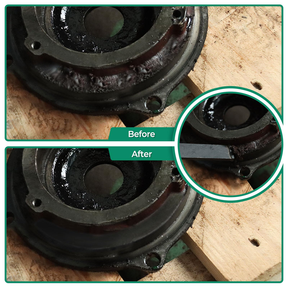LinkMejor 2PCS Carbide Scraper Set(1-1/4" & 5/8"),Super Gasket Scraper,Green