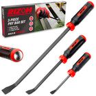 LinkMejor Pry Bar Set, 3-Pçs Pry Bar com Gancho de Capa de Giro, Ponta Angulada para Arrancar, Levantar e Puxar Objetos
