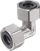 Pipe Fitting Elbow G1/2 Female Thread 2 Way L Shape Hose Connector Adapter, Nickel-Plated Copper