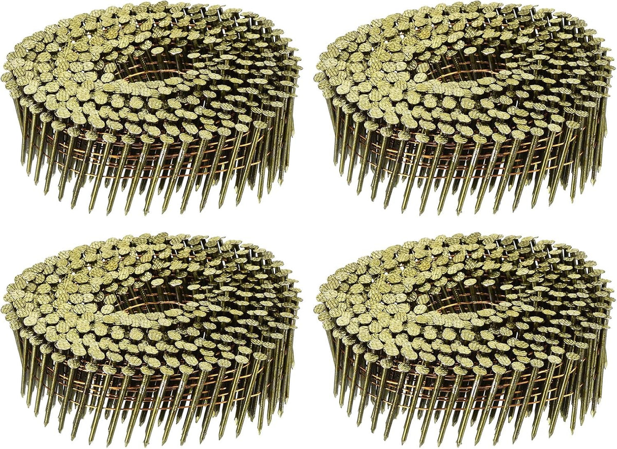 1600 Count Siding Nails 1-1/2" x 0.083" 15-Degree Ring Shank Full Round Head Collated Wire Coil for Lath and Sheathing Materials