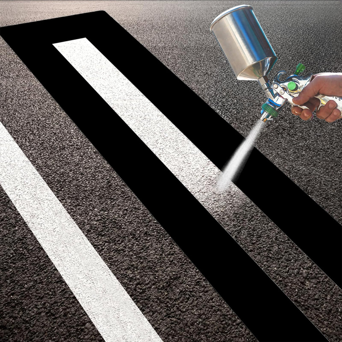 4 x 92 Tommer ParkeringsskiltStencil, Bøjbar Belægning Strak Linje