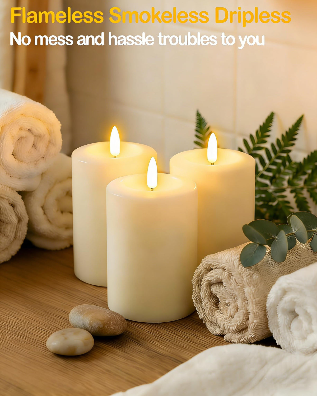 LinkMejor 3"x4" Candele Senza Fiamma Lampeggianti con Timer Remoto, Candele LED