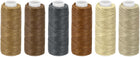 LinkMejor Leather Sewing Thread Set 33 Yards 150D/0.8mm Polyester Waxed Cords for Hand Sewing,(Various Brown 6pcs)