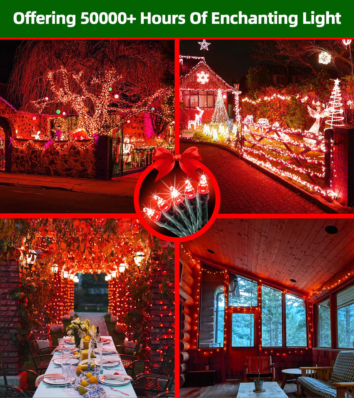 LinkMejor 750 LED 240FT Valentine's Day String Lights, 12 Modes, Red