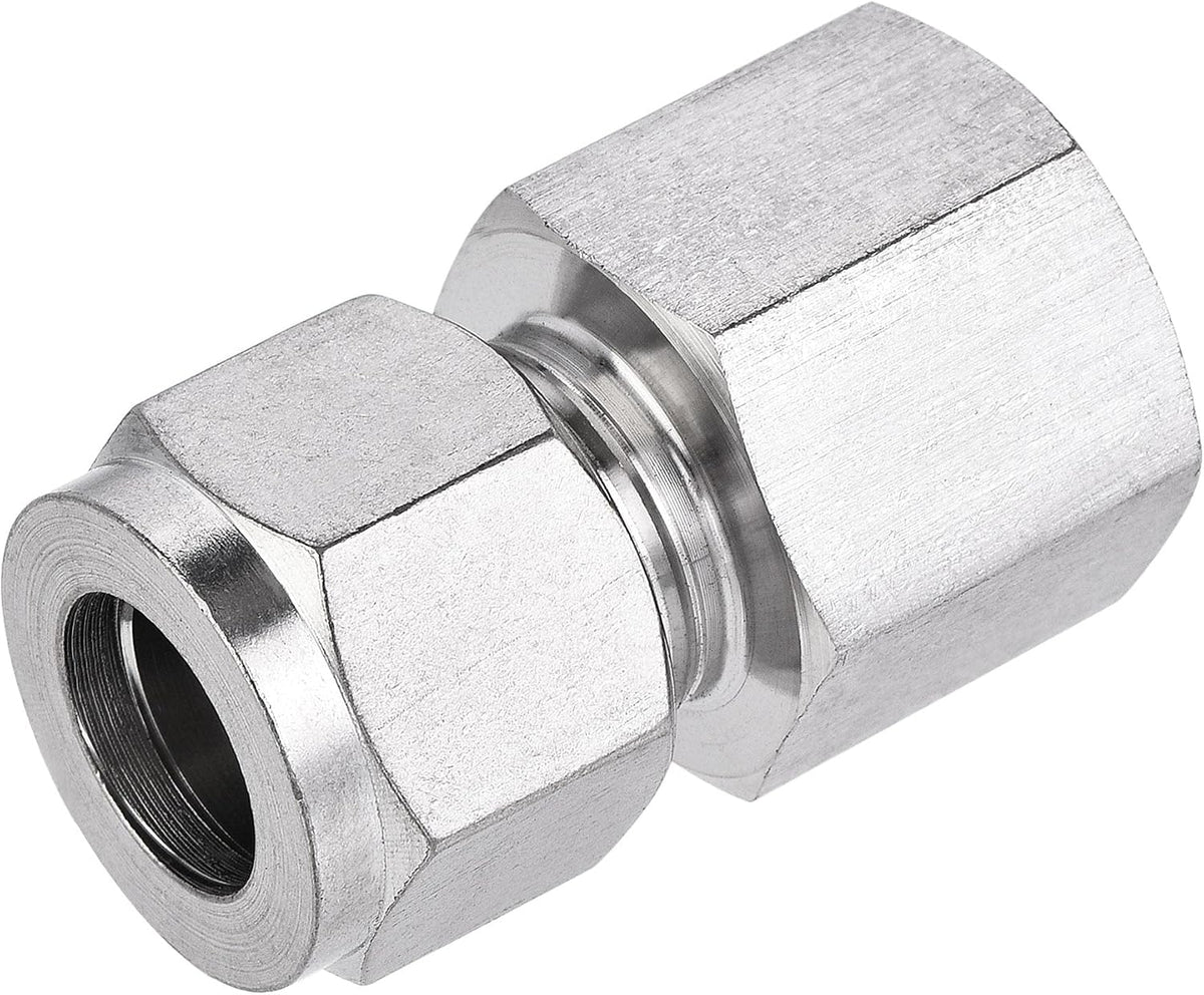 Compression Tube Fitting G1/2 Female Thread x 1/2" Tube OD Straight Coupling Adapter 304 Stainless Steel
